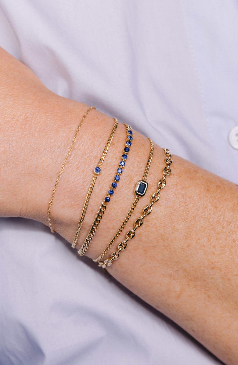 Zoë Chicco Bezel Blue Sapphire Pendant Bracelet, Alternate, color, 