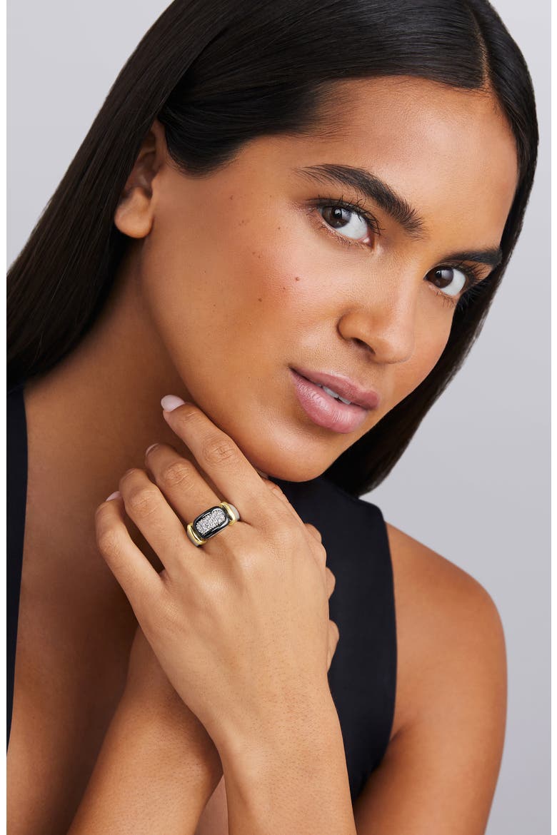 Two-Tone Black Ceramic Diamond Ring, Alternate, color, TWO TONE