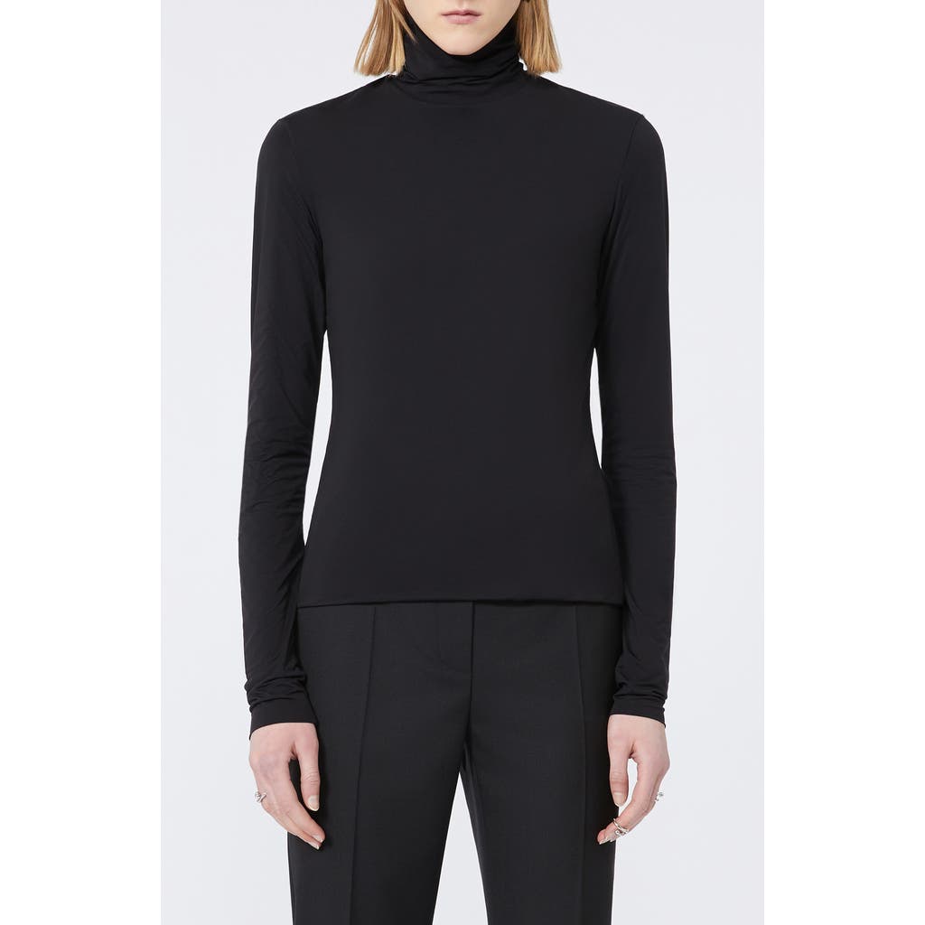 Sportmax Jersey Turtleneck Sweater Long Sleeves In Black