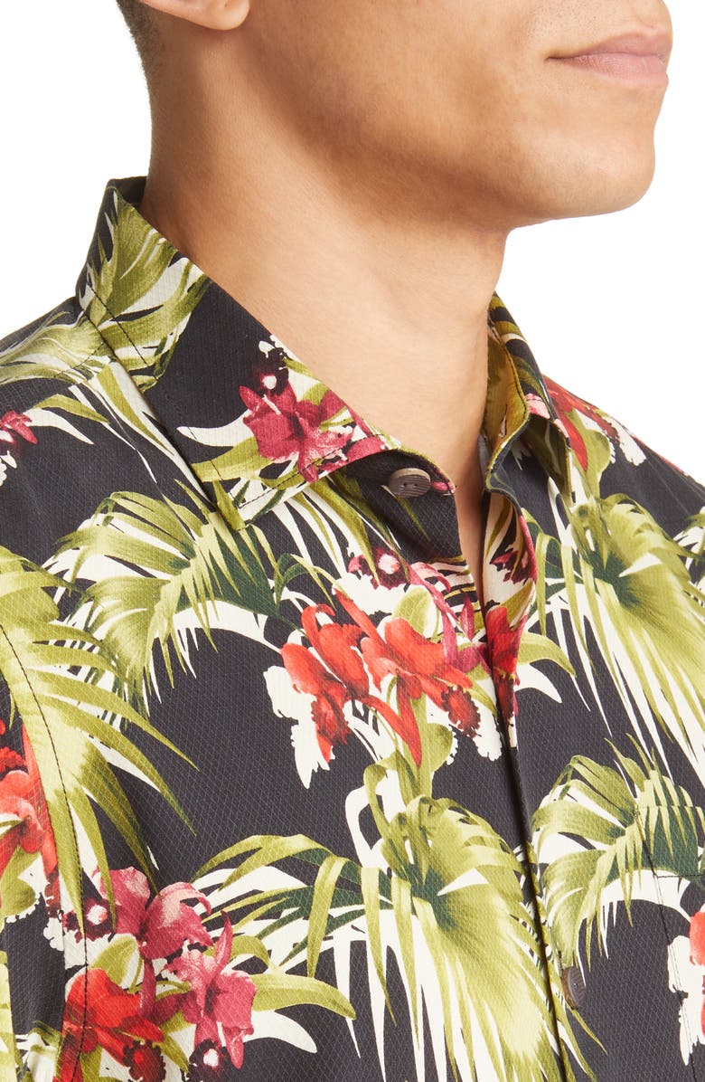Tommy Bahama Canopy Coast Botanical Print Short Sleeve Silk Button-Up Shirt, Alternate, color,