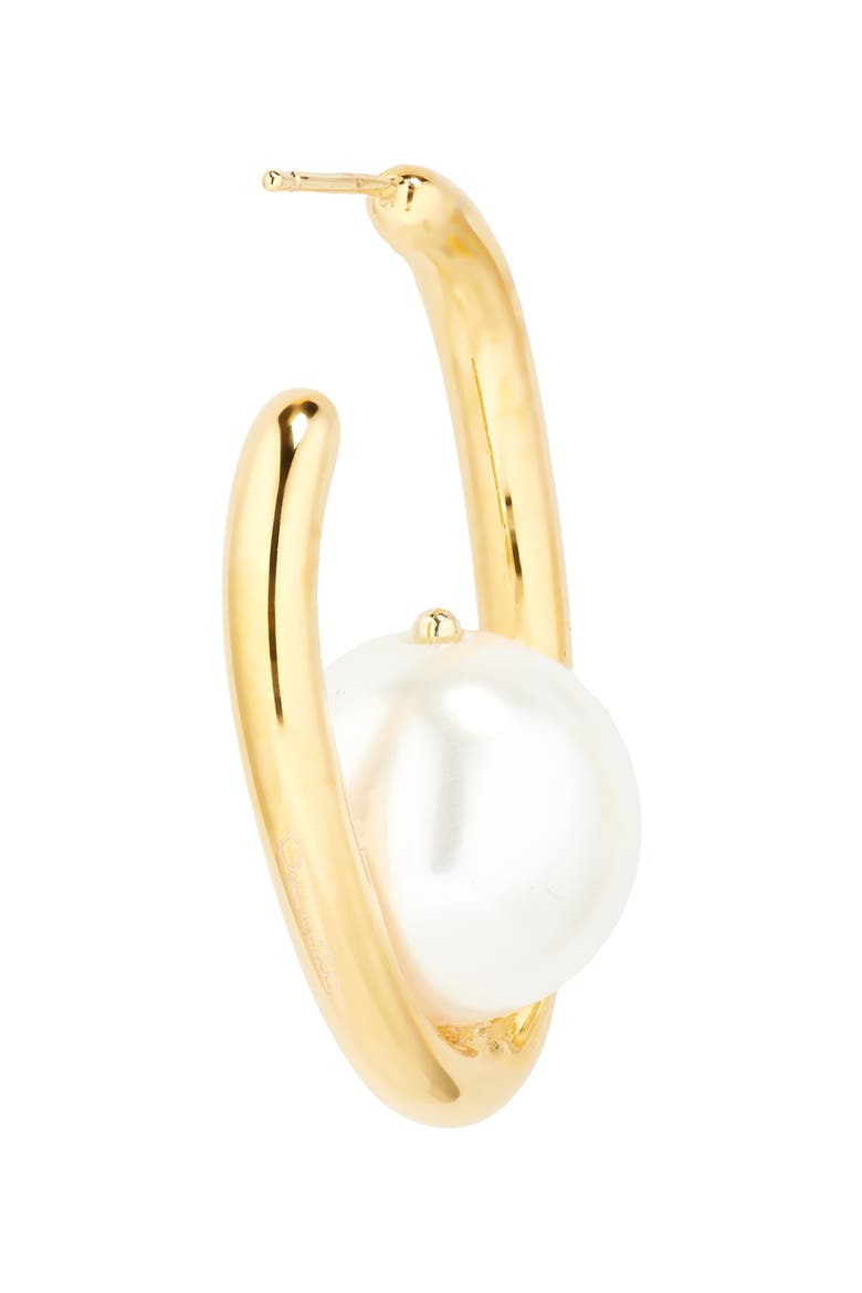 Faux Pearl Hoop Earrings, Alternate, color, PEARL