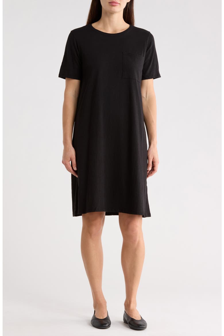 Organic Cotton T-Shirt Dress, Main, color, BLACK