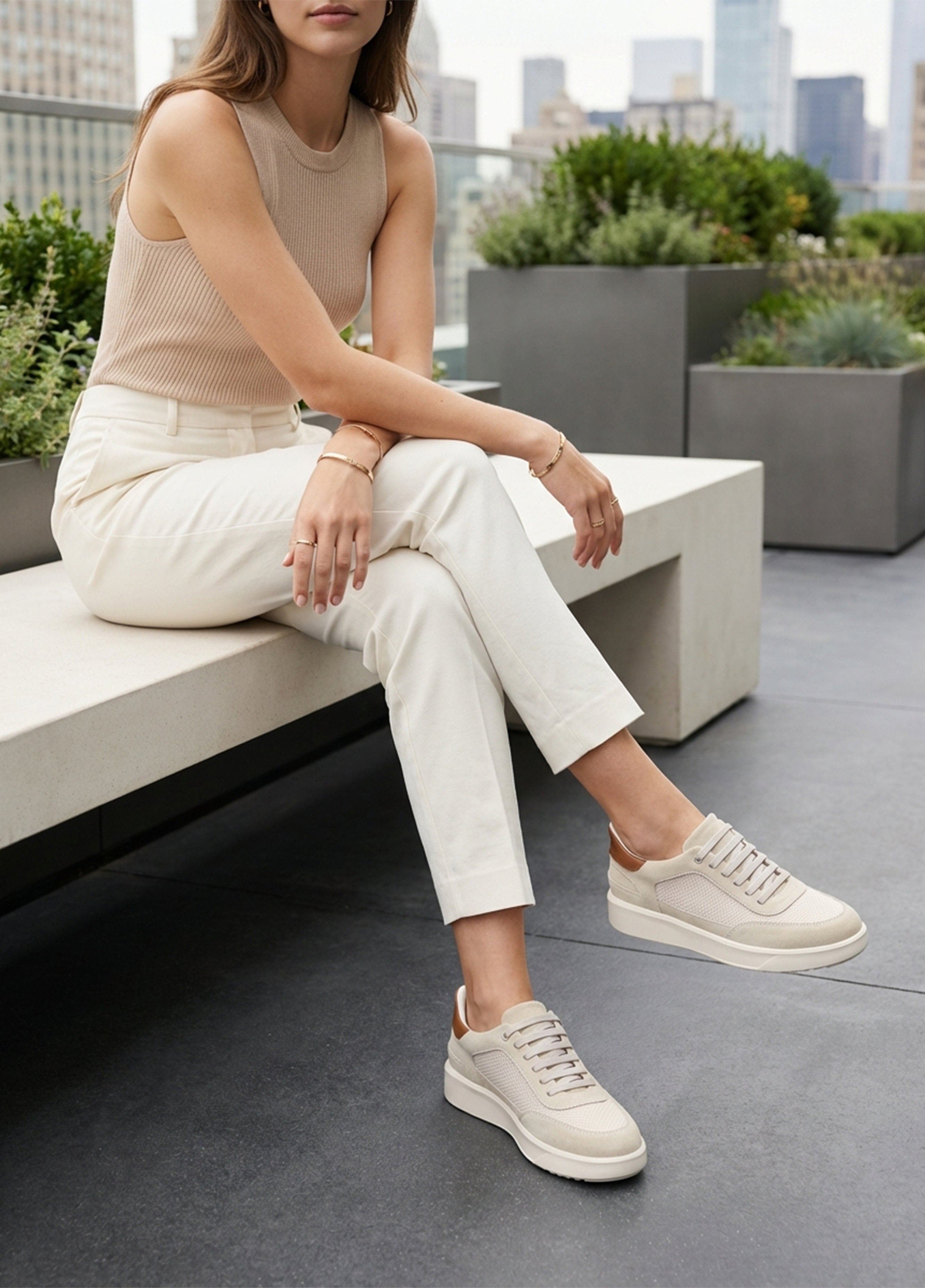 Catherine Street  Hands Free Technology Leather Sneaker, Alternate, color, Ivory Suede