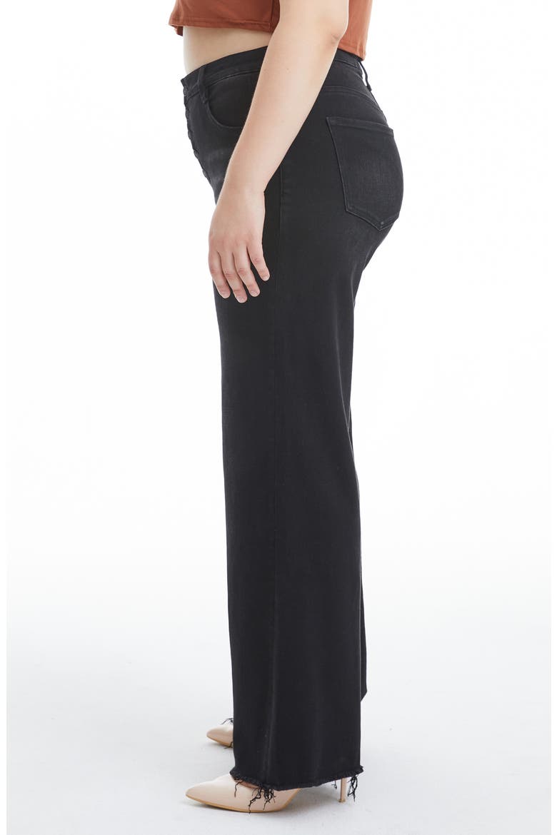 Frayed Mid Rise Wide Leg Jeans, Alternate, color, RAVEN