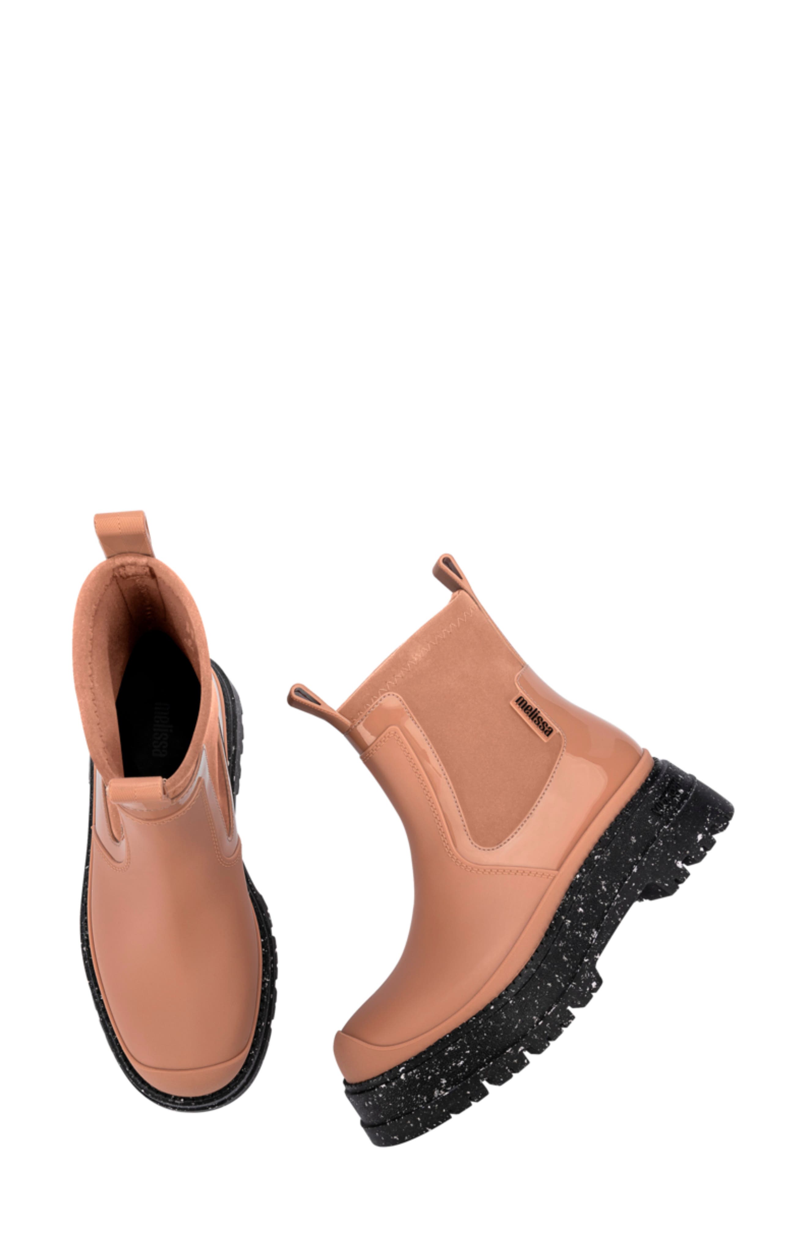 Melissa Drip Lug Sole Chelsea Boot, Alternate, color, Brown/ Black