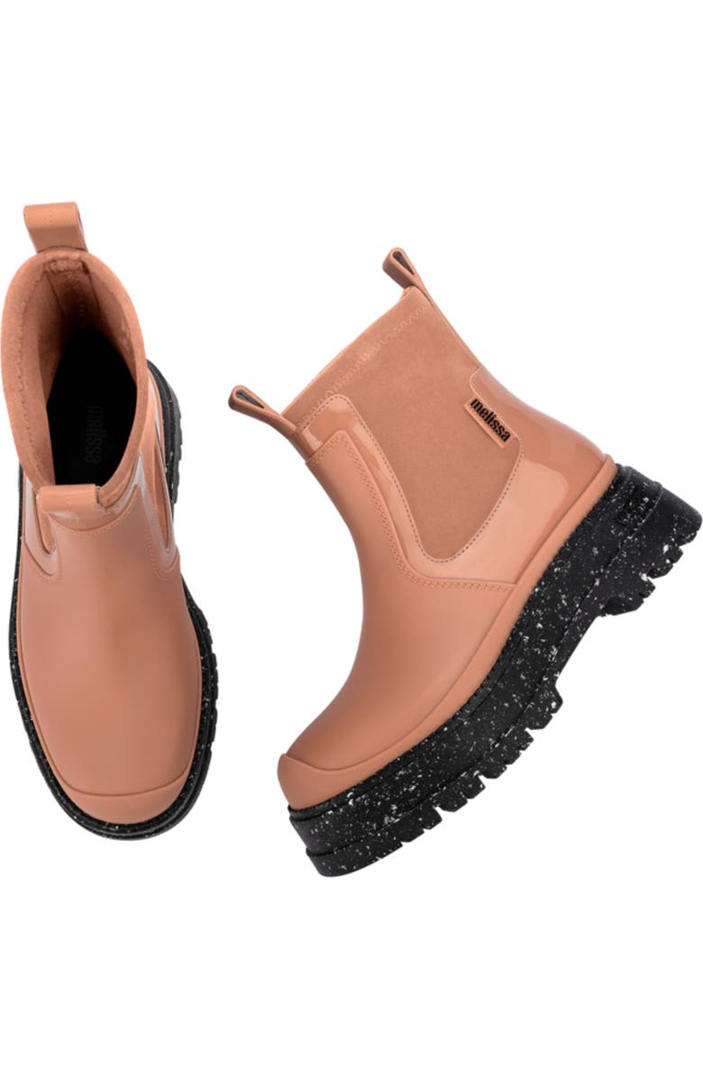 Melissa Drip Lug Sole Chelsea Boot, Alternate, color, Brown/ Black