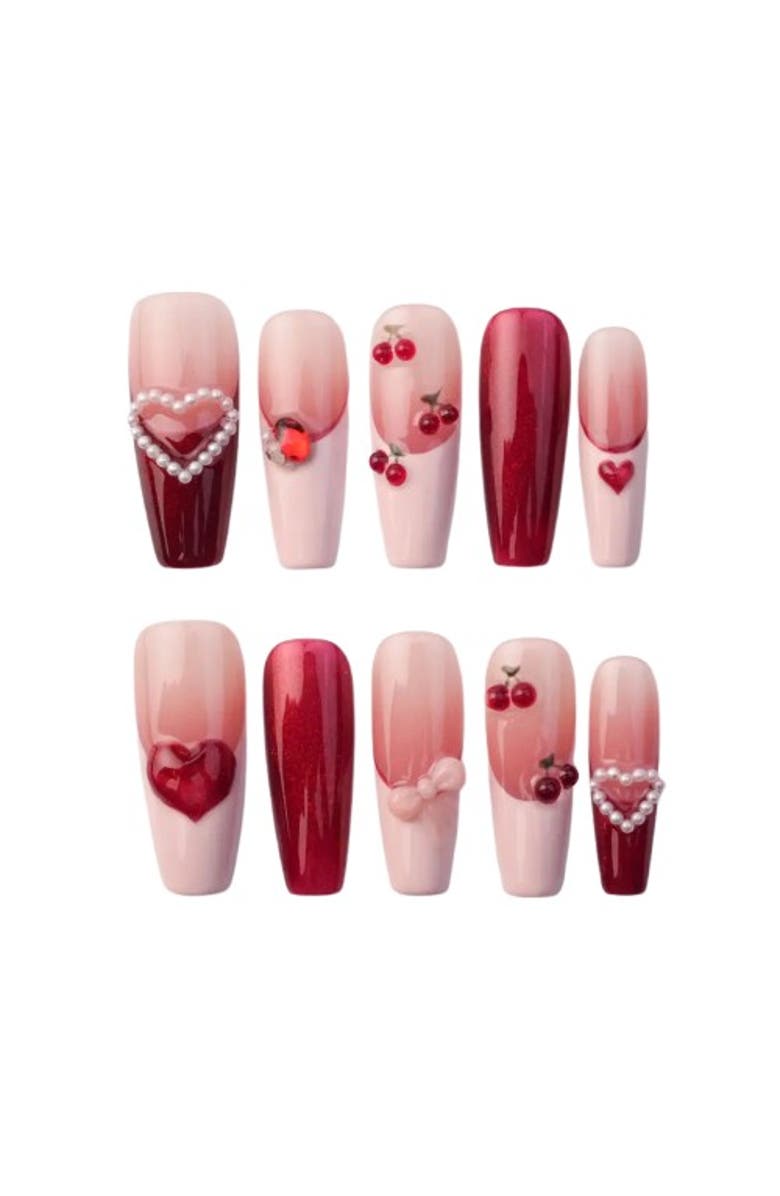 The Only Nails Cherry Kissed - Nail Set, Main, color, Red And Black