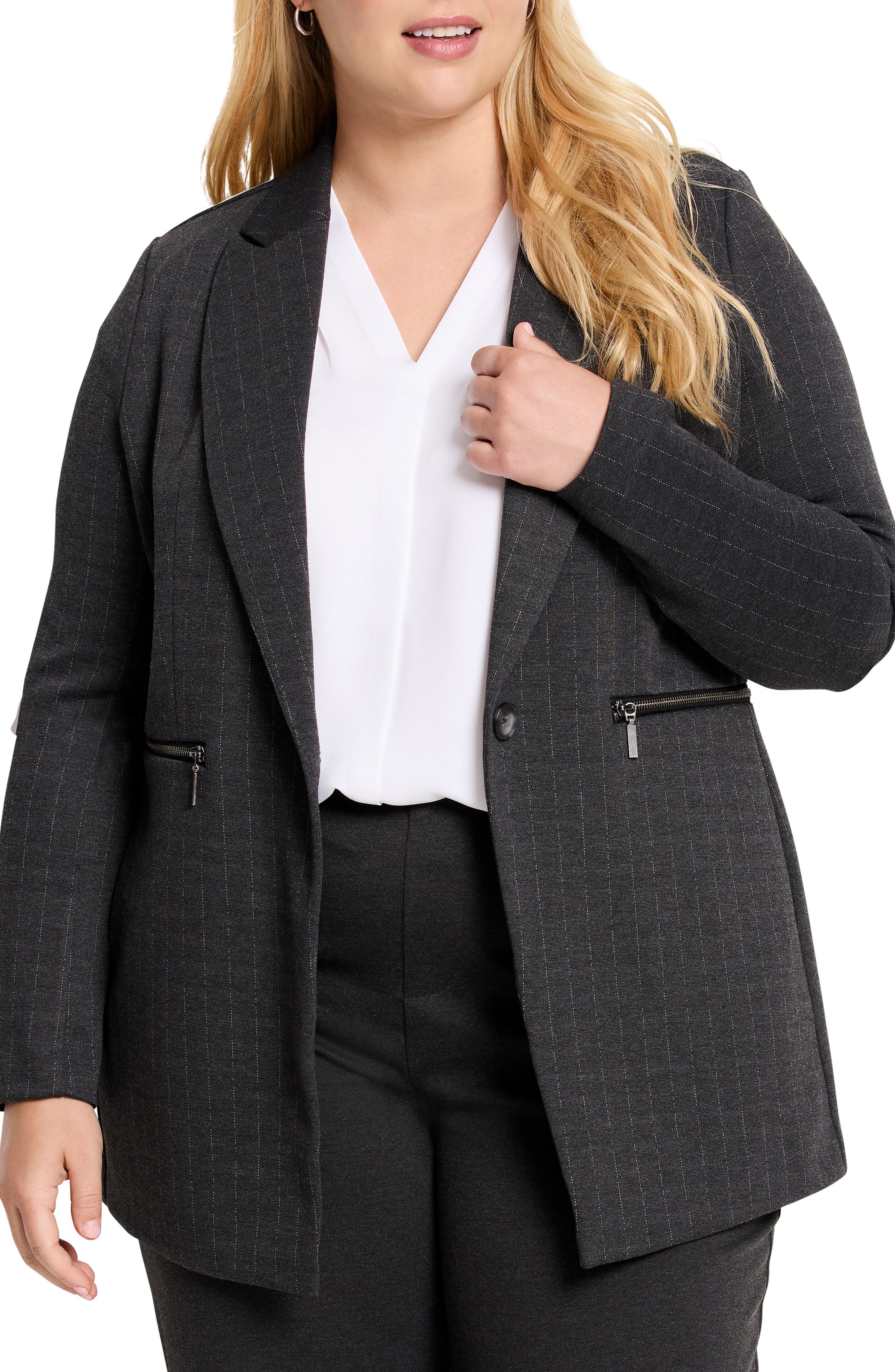 Pinstripe Ponte Knit Jacket