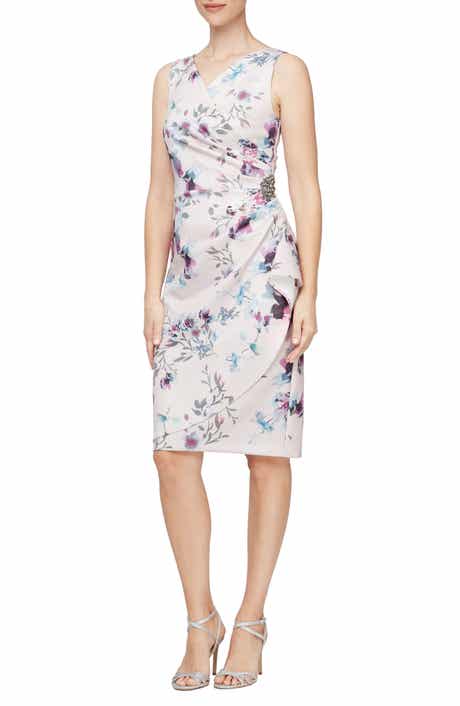 Floral Side Ruched Cocktail Dress