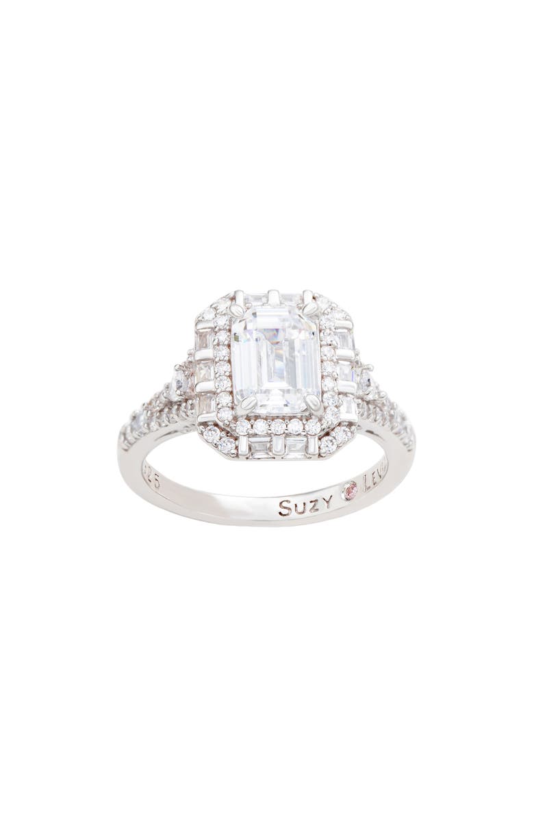 SUZY LEVIAN Cubic Zirconia Bridal Ring, Alternate, color, White/ Gold