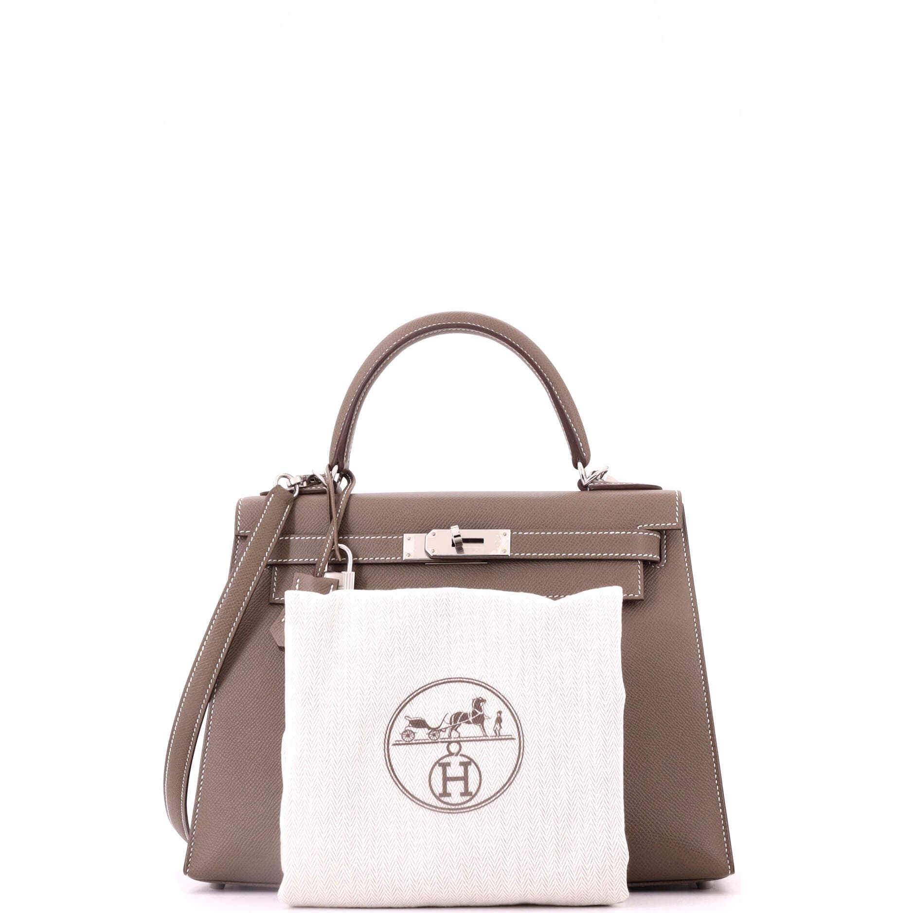 Kelly Handbag Grey Epsom with Palladium Hardware 28, Alternate, color, Grey