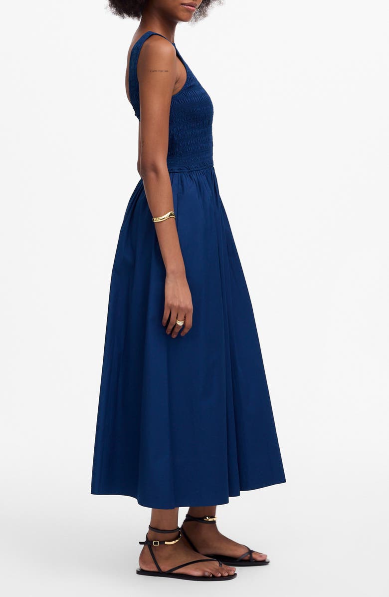 Madewell Melody Scoopback Smocked Midi Sundress, Alternate, color, Blue Moon
