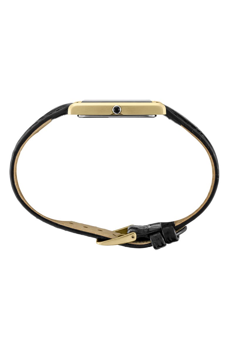 SEIKO WATCHES Essentials Tank Leather Strap Watch, 28.4mm x 36.5mm, Alternate, color, Yellow Tone