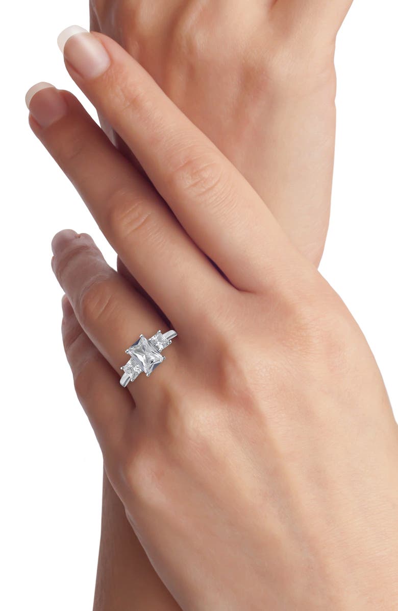 CZ by Kenneth Jay Lane CZ Triple Stone Ring, Alternate, color, Clear/ Silver