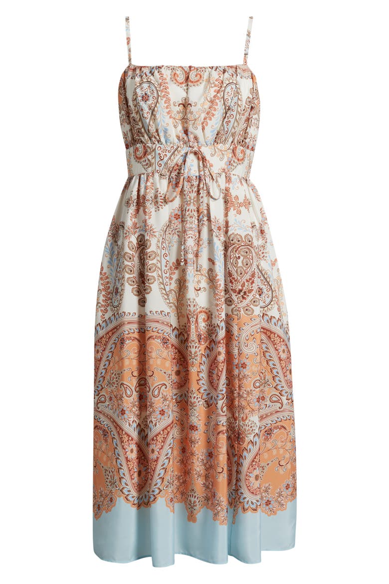Print Sleeveless Midi Dress, Alternate, color, KHK CHAMBR