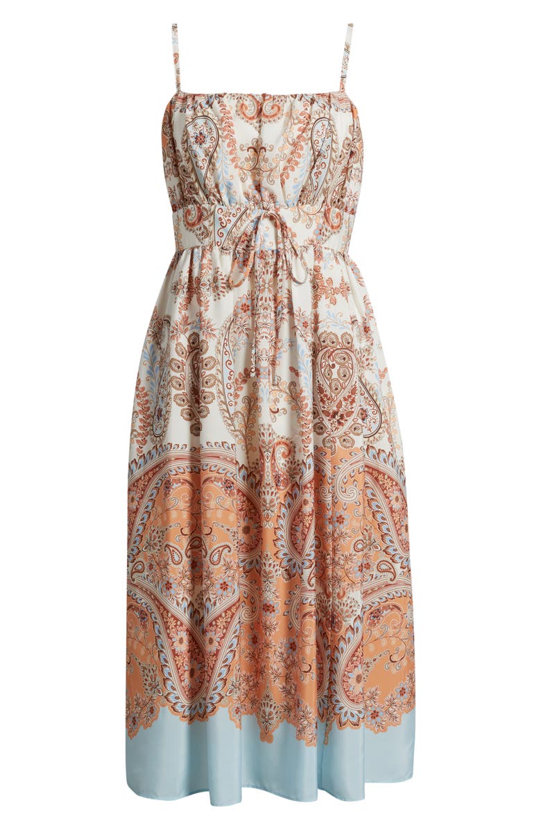 Eliza J Print Sleeveless Midi Dress, Alternate, color, Khk Chambr