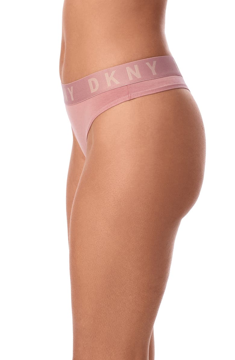 DKNY Cozy Boyfriend Thong, Alternate, color, Rosewood