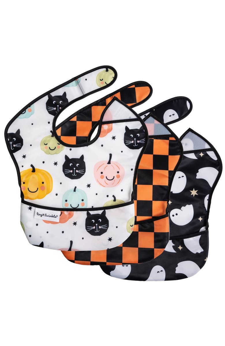 Tiny Twinkle Mess-Proof and Waterproof Baby Food  BPA-Free Bib w/Adjustable Closure 3pc - Solids, Main, color, Halloween