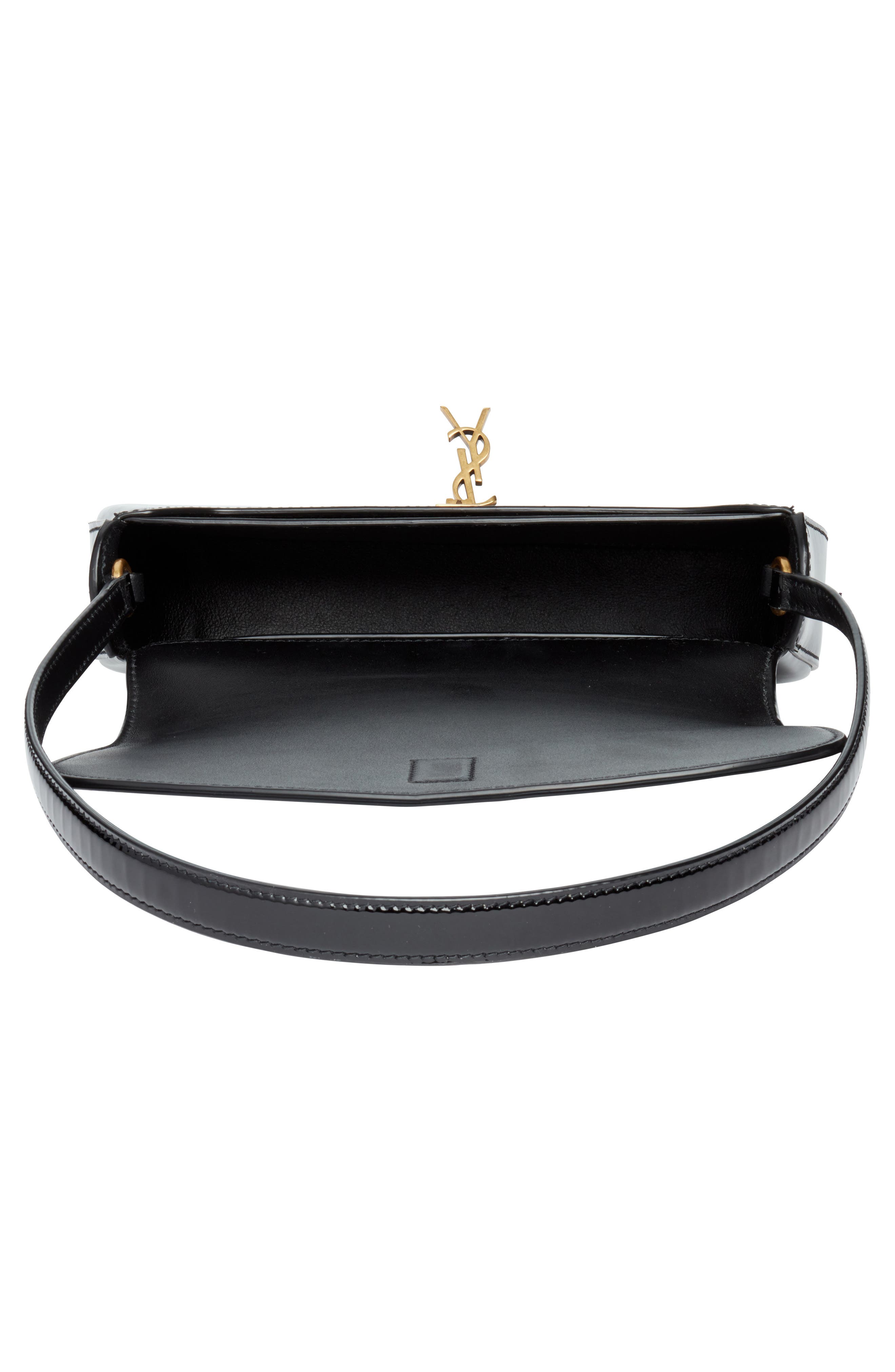 Saint Laurent Mini Voltaire Leather Shoulder Bag, Alternate, color, 1000 Noir