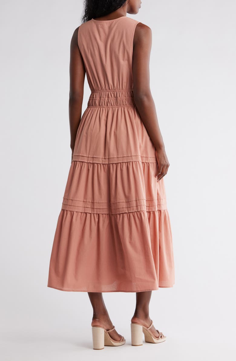 STITCHDROP Duxbury Tiered Cotton Dress, Alternate, color, Coral Quartz