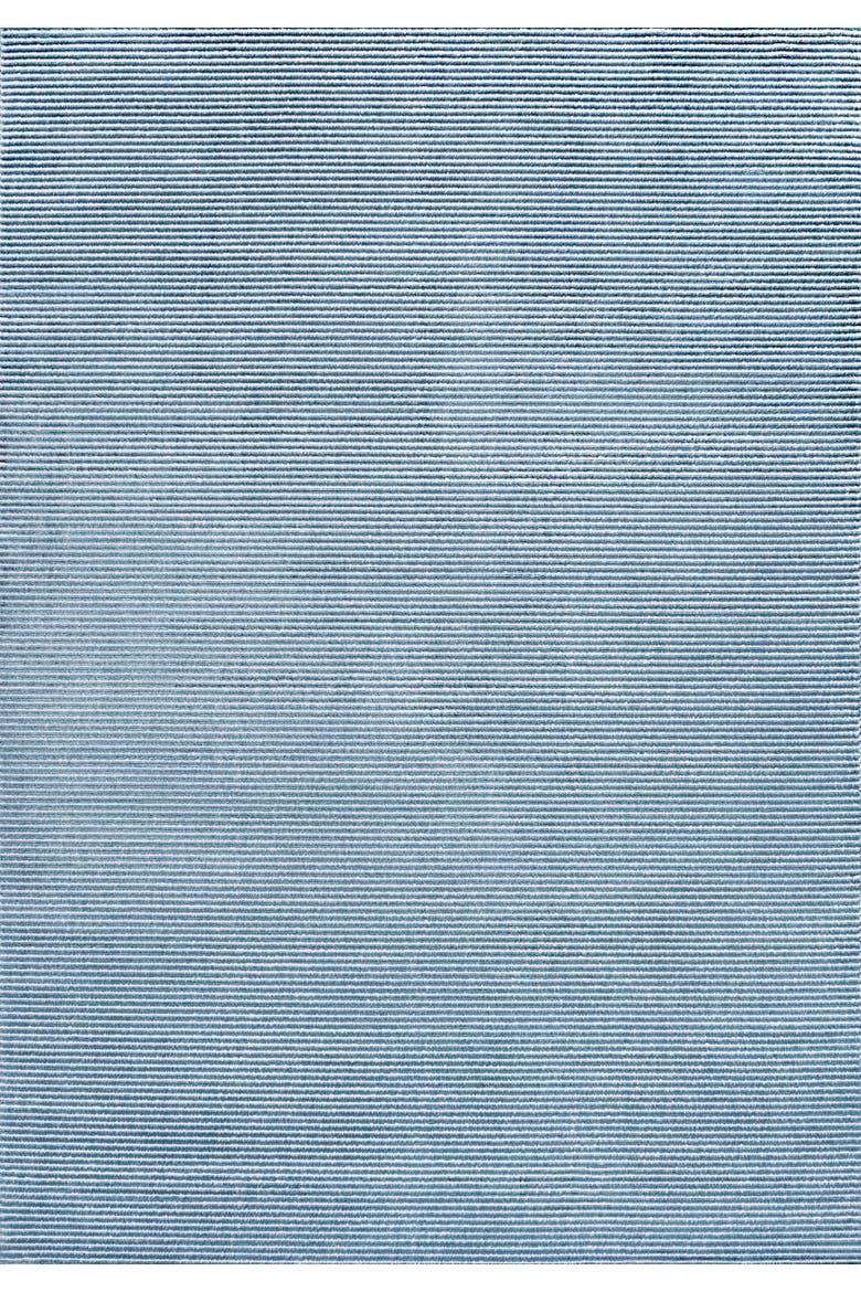 Cole Modern Minimalist Pinstripe High-Low Area Rug, Main, color, Blue/White