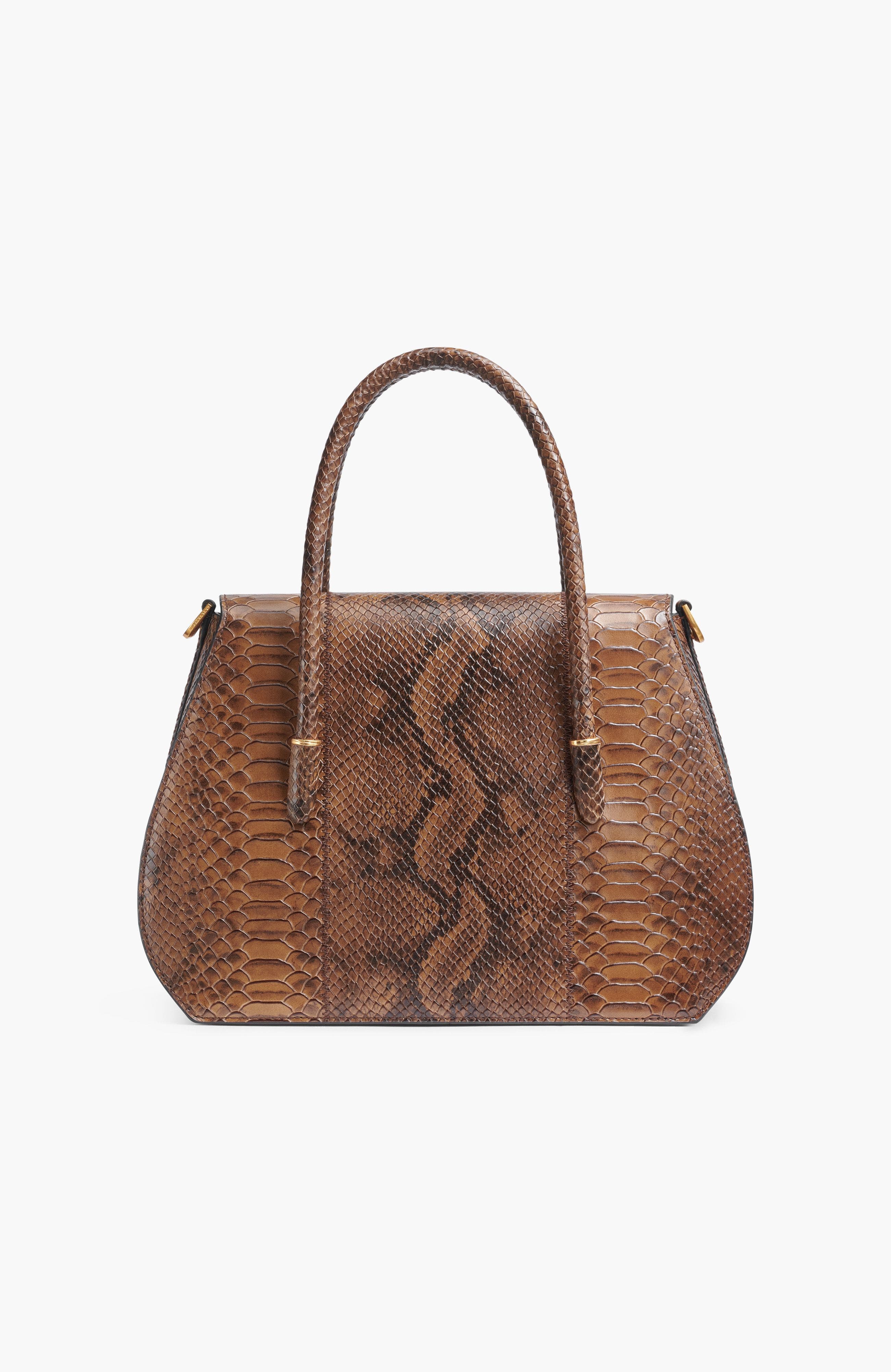 Donna Karan New York Bellerose Flap Python Satchel, Alternate, color, 