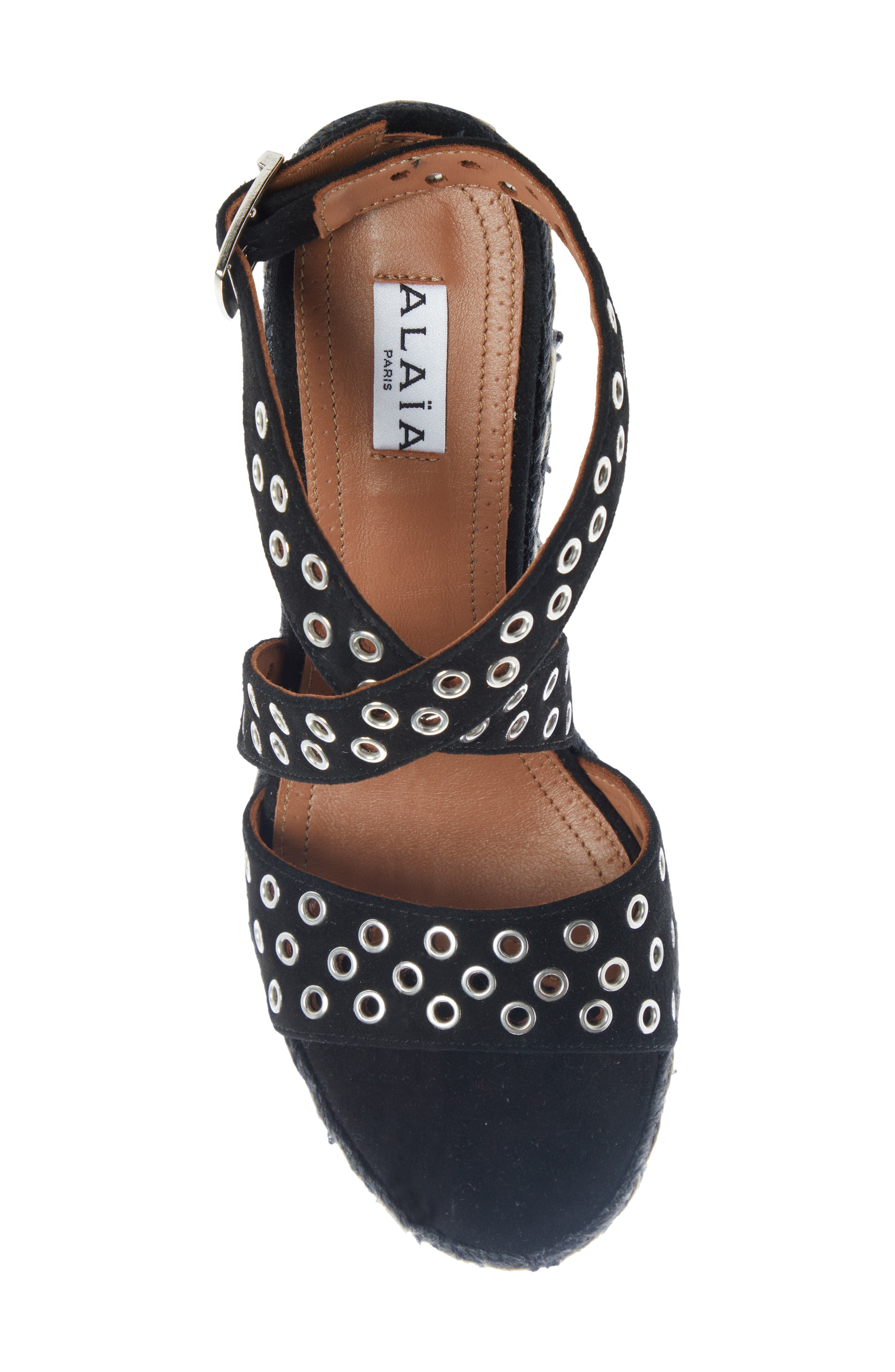Alaïa Grommet Detail Wedge Espadrille Sandal, Alternate, color, 