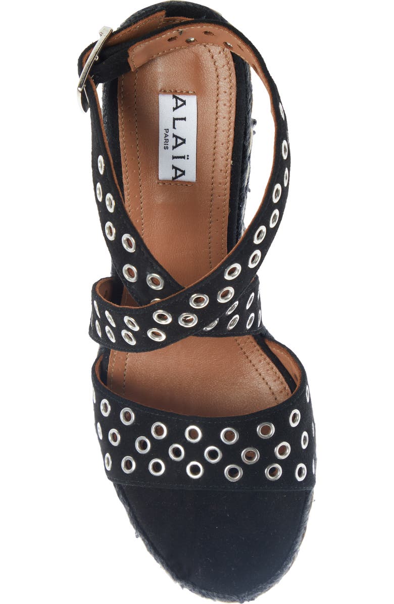 Alaïa Grommet Detail Wedge Espadrille Sandal, Alternate, color,