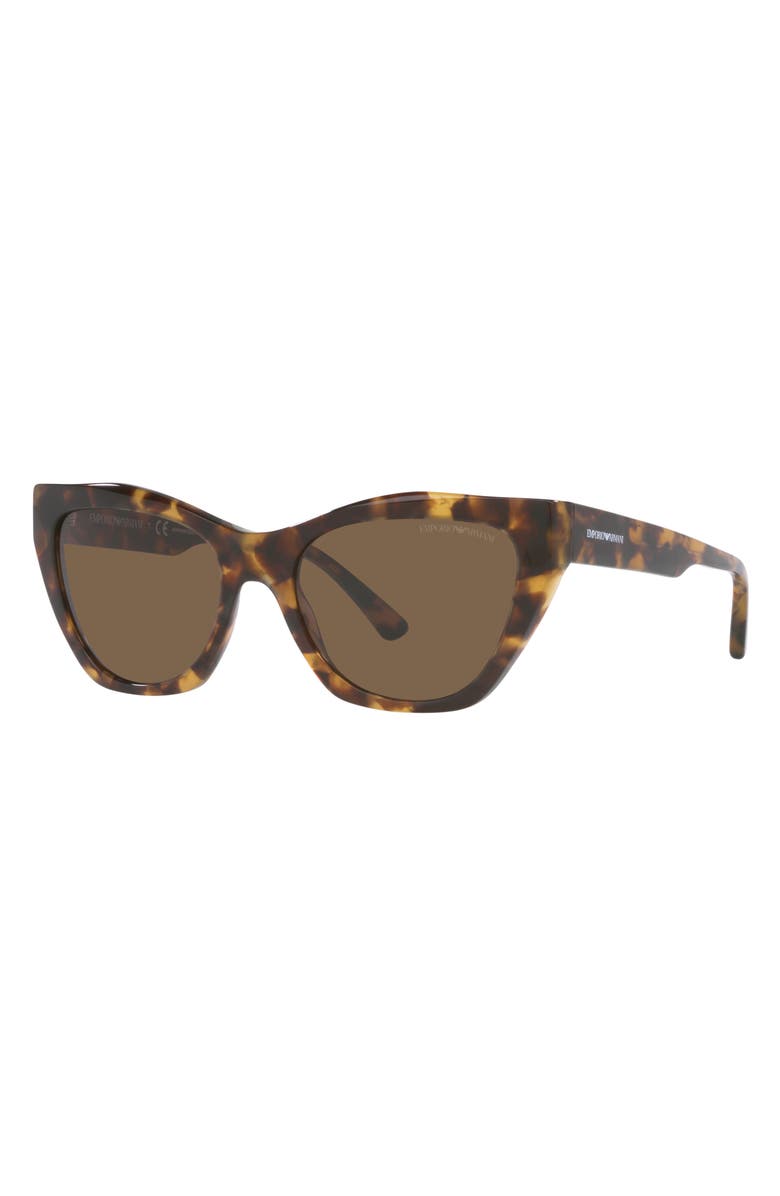 Emporio Armani 54mm Cat Eye Sunglasses, Alternate, color, Shiny Brown Havana / Brown