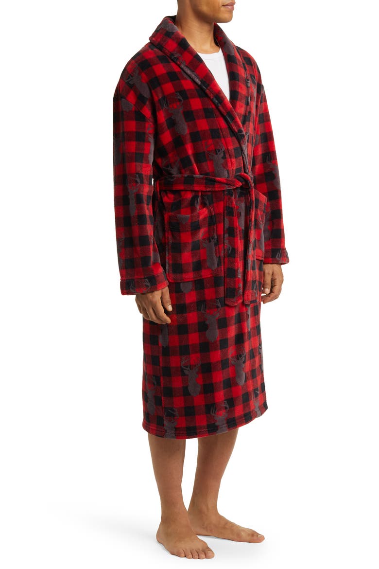 Chalet Chic Fleece Robe, Alternate, color, RED DEER