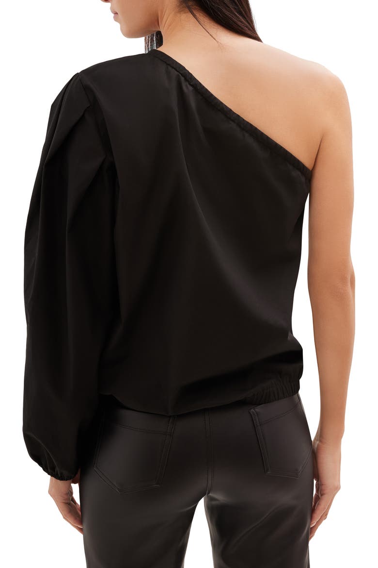 Garfield One-Shoulder Cotton Poplin Top, Alternate, color, BLACK