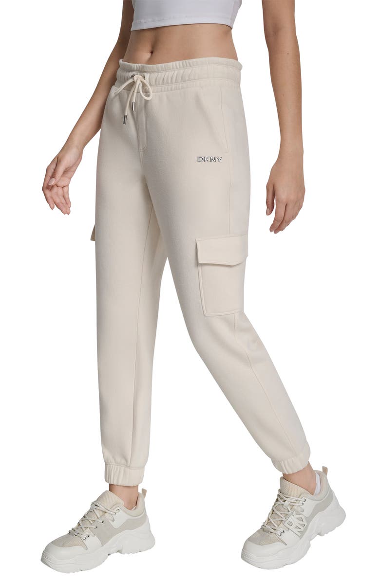 DKNY Slim Fit Cargo Joggers, Alternate, color, Eggnog