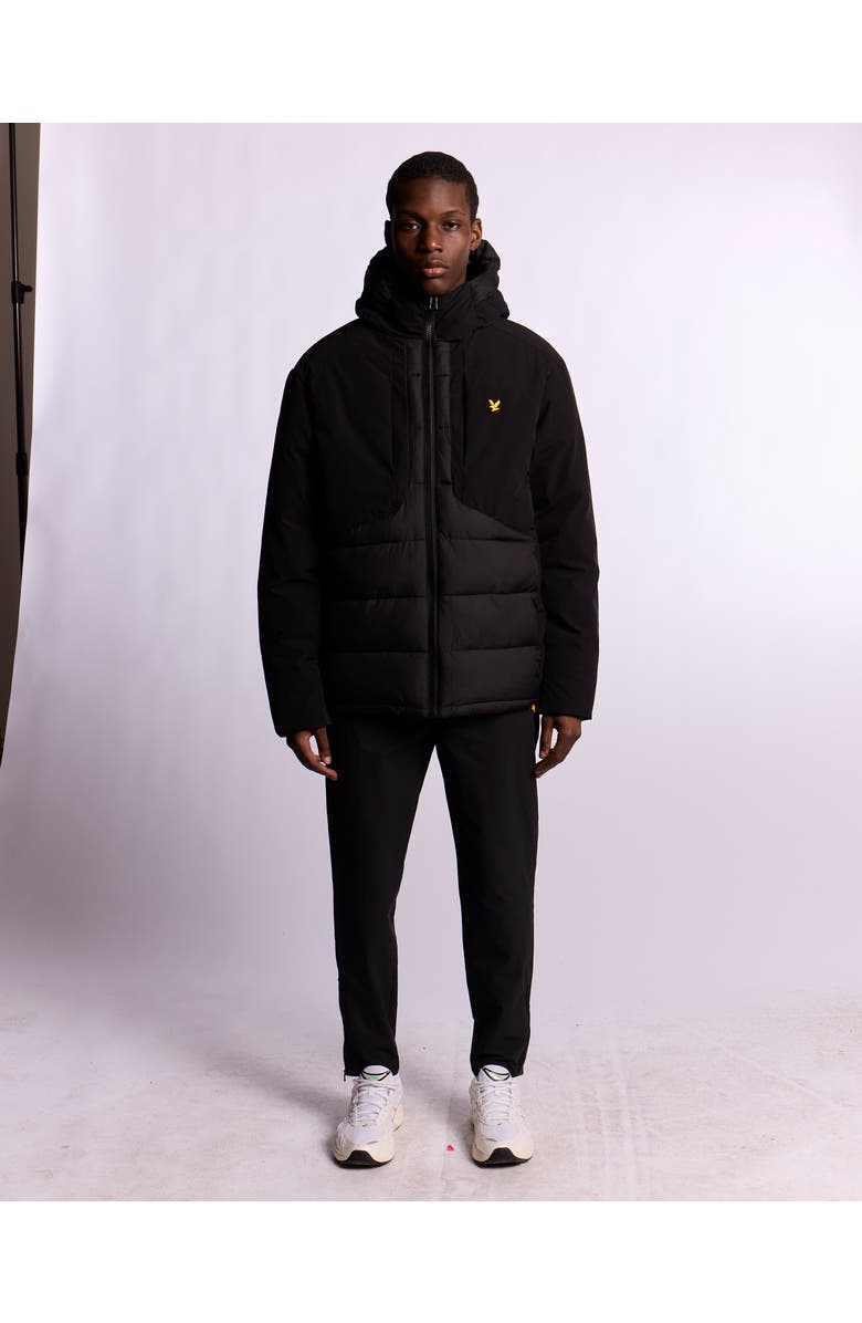 Lyle & Scott Wadded Hybrid Hooded Jacket, Alternate, color, Jet Black