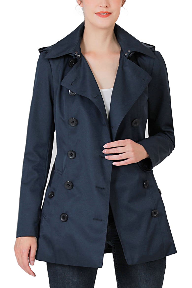 Women's Noa Short Trench Coat, Alternate, color, Navy