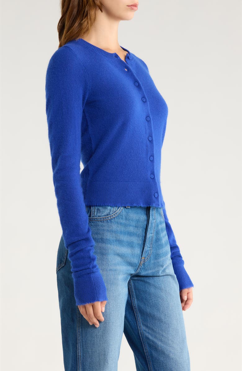 Re/Done Cashmere Crewneck Cardigan, Alternate, color, Cobalt