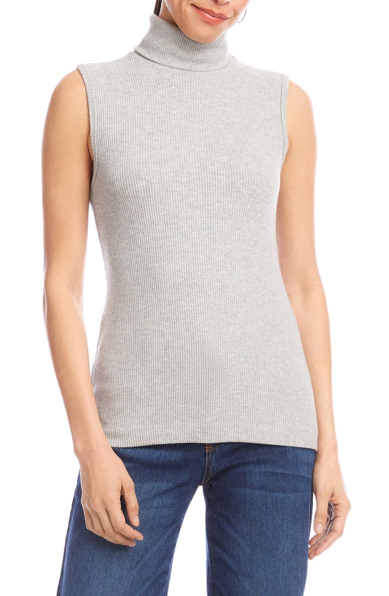 Karen Kane Turtleneck Rib Sleeveless Top, Main, color, Heather Gray