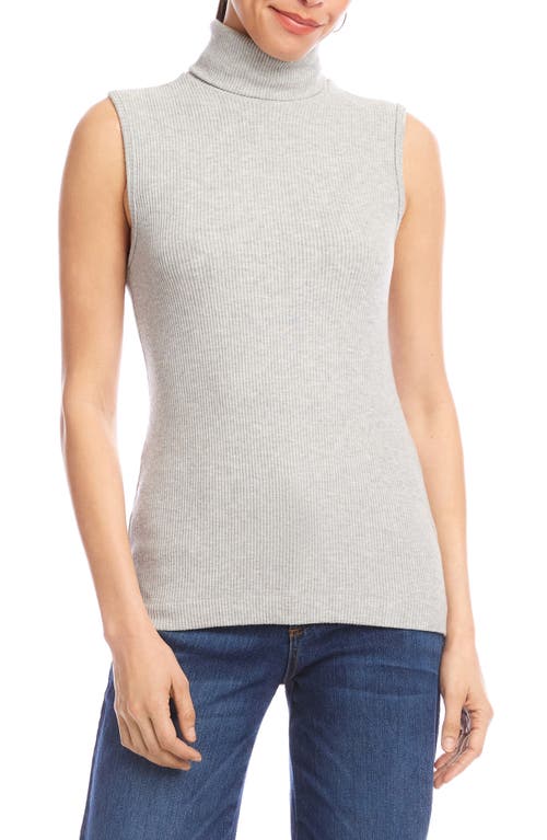 Karen Kane Turtleneck Rib Sleeveless Top In Gray