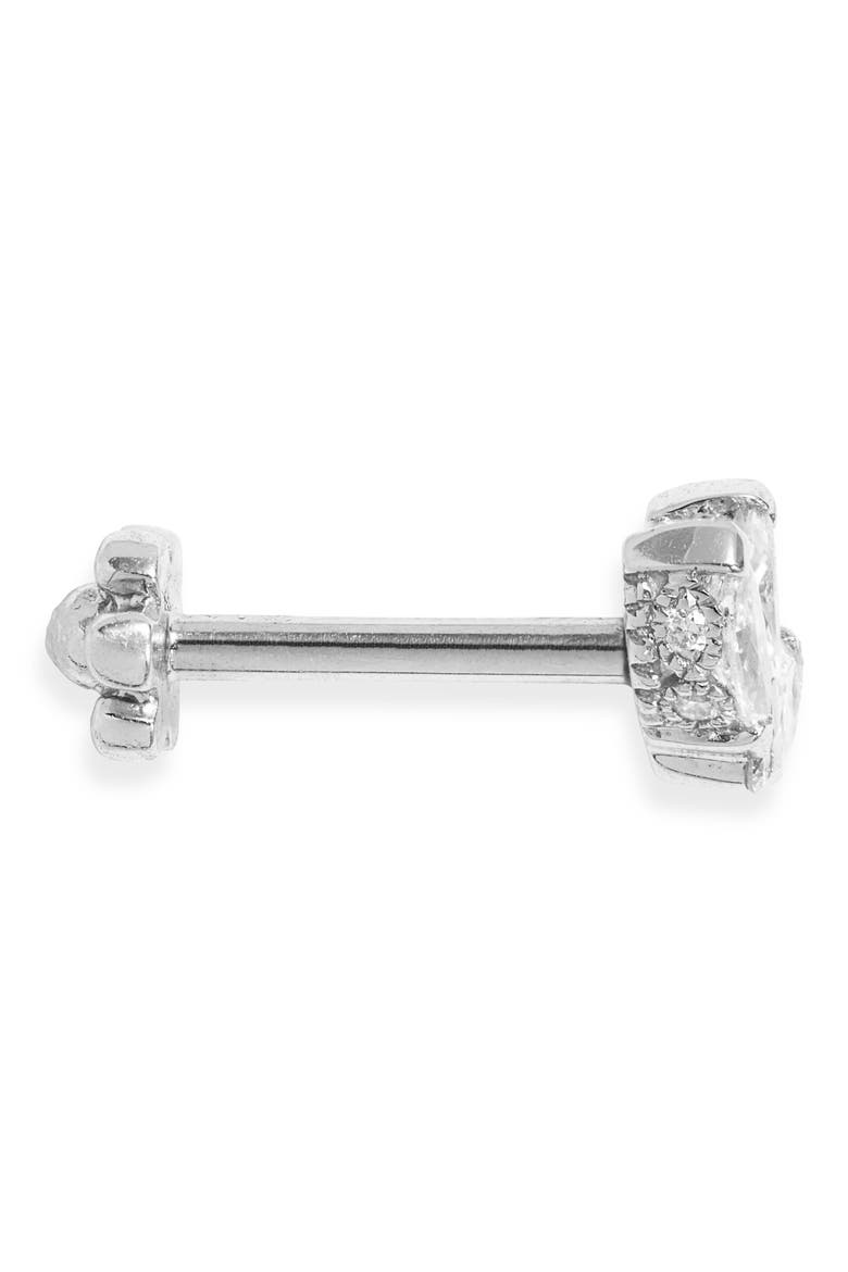 Engraved Diamond Lotus Stud Earring, Alternate, color, WHITE GOLD