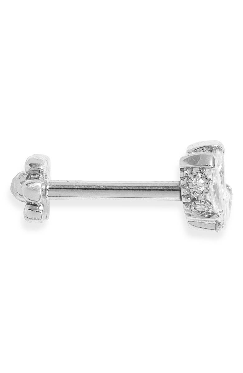 MARIA TASH Engraved Diamond Lotus Stud Earring, Alternate, color, White Gold