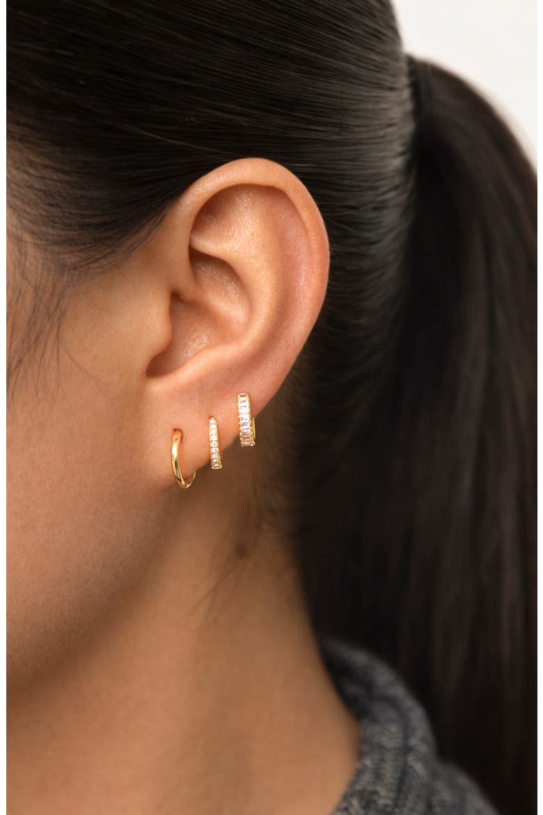Minimalist Set of 3 Hoop Earrings, Alternate, color, GOLD