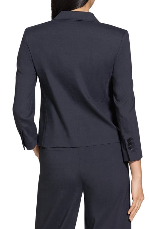 Theory Shrunked Crop Linen Blend Blazer In Concord