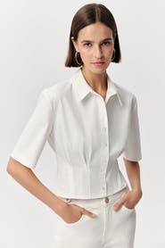 Exquise Charm Fitted Pleated Cropped Shirt