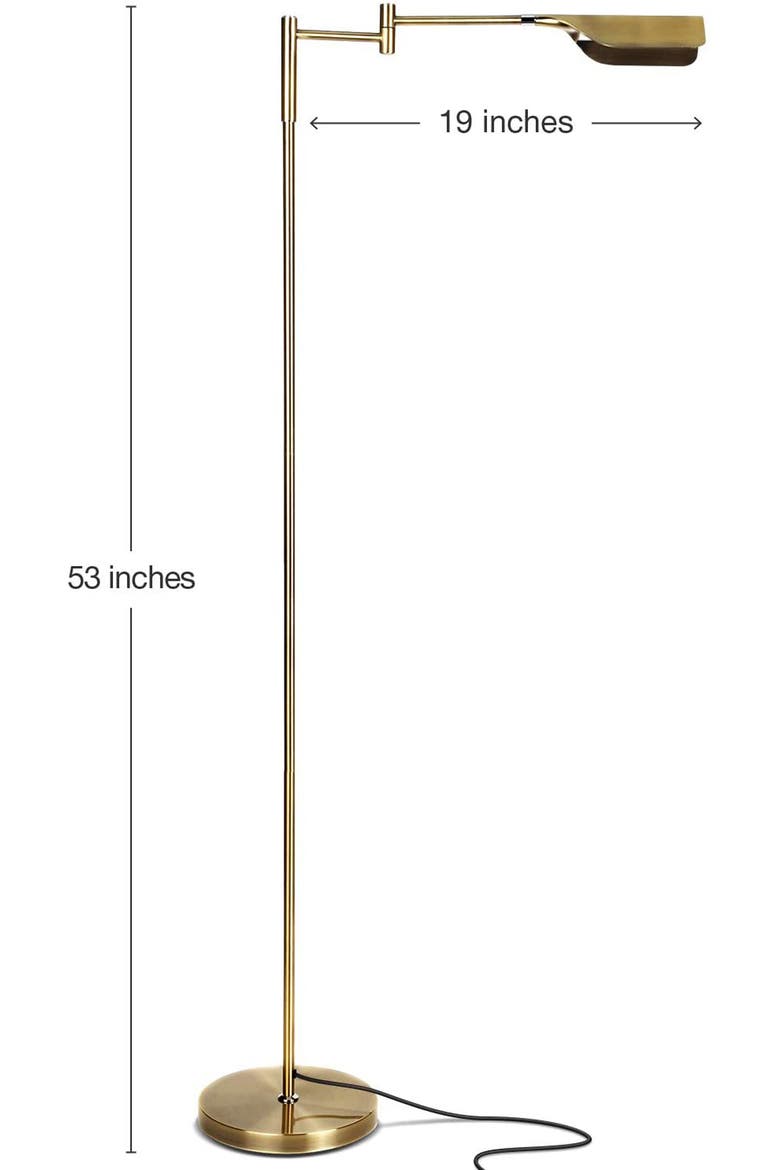 Leaf 53" Industrial LED Task Floor Lamp with Metal Empire Shade, 3-Way Dimming, Alternate, color, BRASS