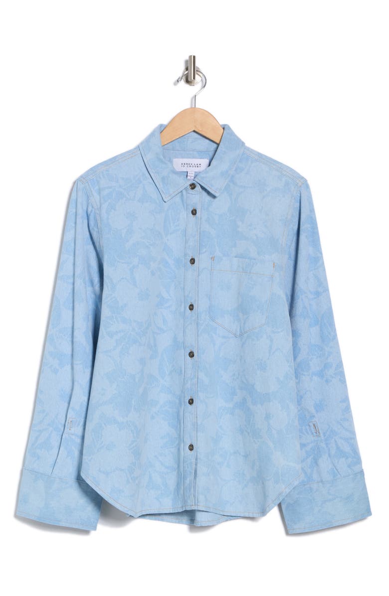 Derek Lam 10 Crosby Wesley Floral Denim Western Button-Up Shirt, Alternate, color, 