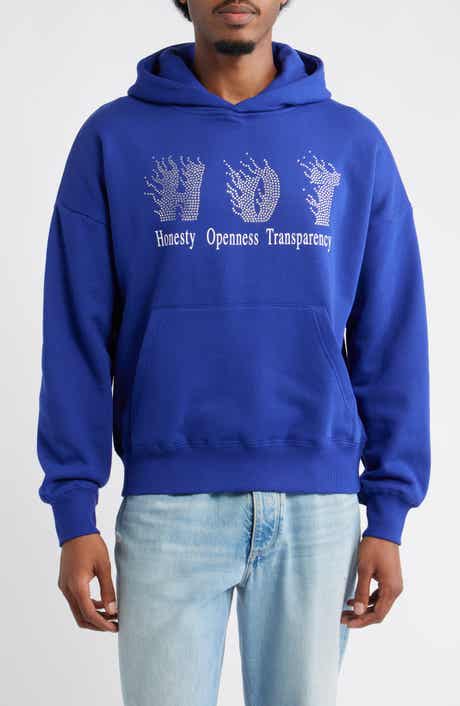 JUNGLES Honesty Rhinestone Cotton Blend Graphic Hoodie