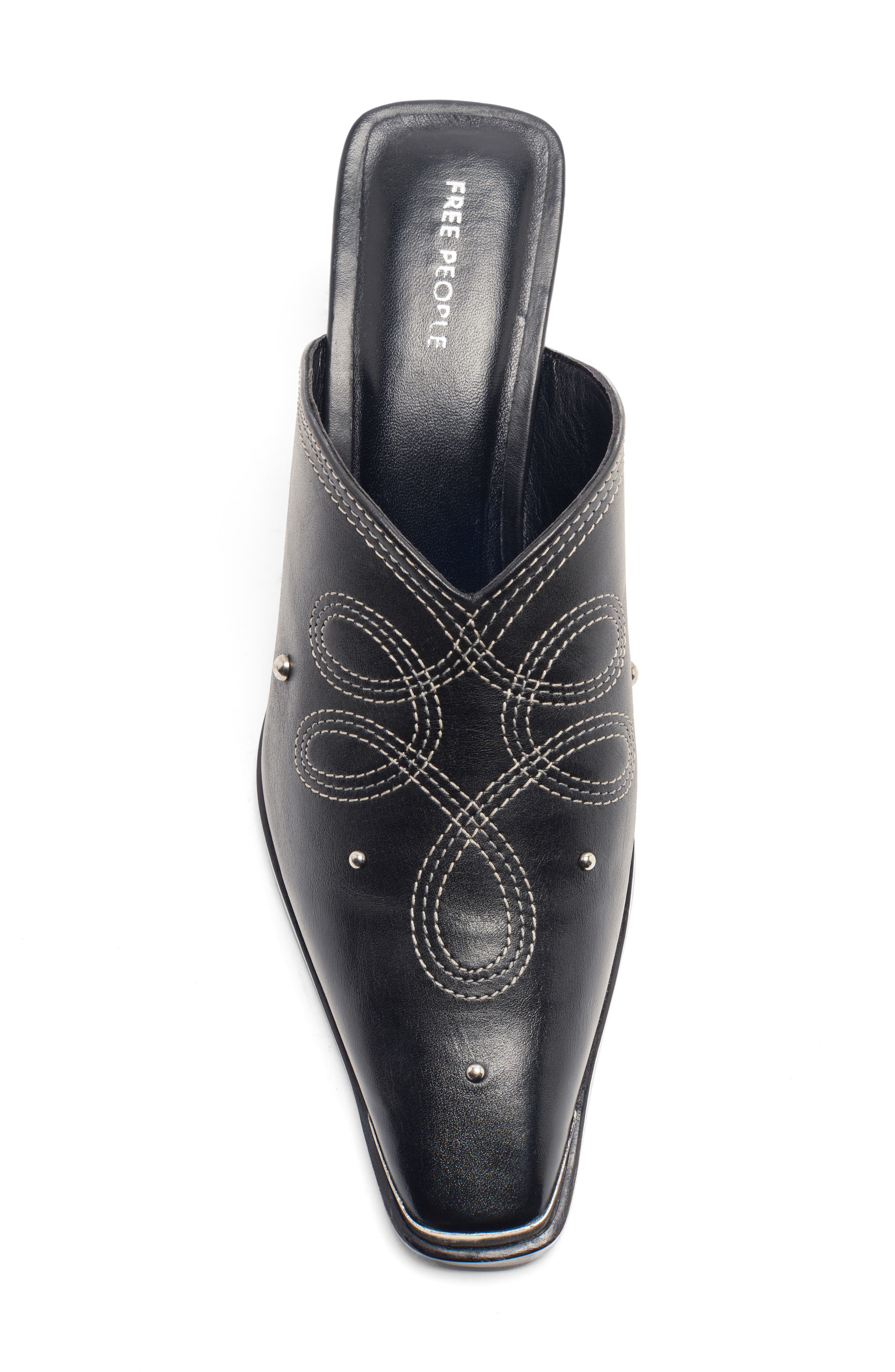 Free People Roxi Western Mule, Alternate, color, Black Leather