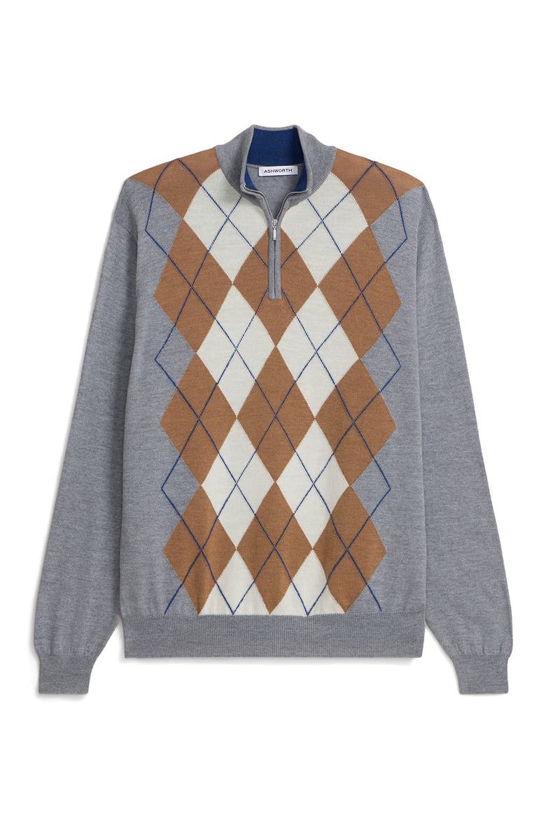Extrafine Merino Argyle 1/4 Zip, Main, color, Silver Multi