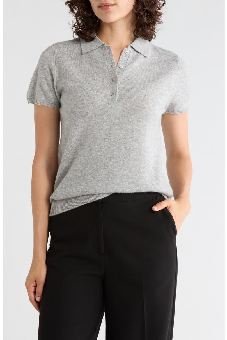 Short Sleeve Cashmere Polo Sweater, Main, color, GREY