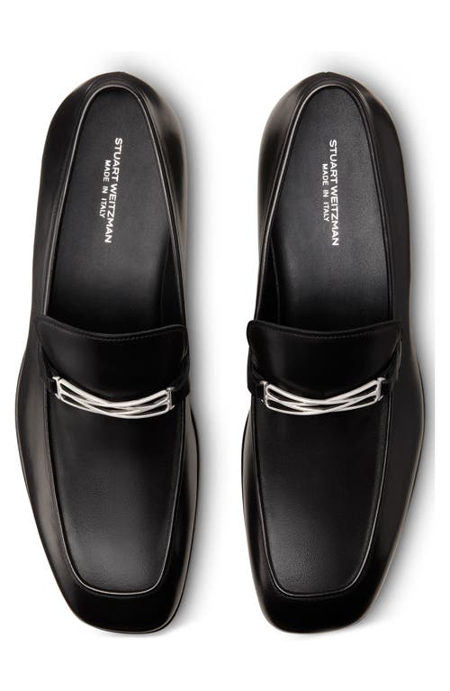Stuart Weitzman Men's Ambrose Leather Lattice-bit Loafers In Black