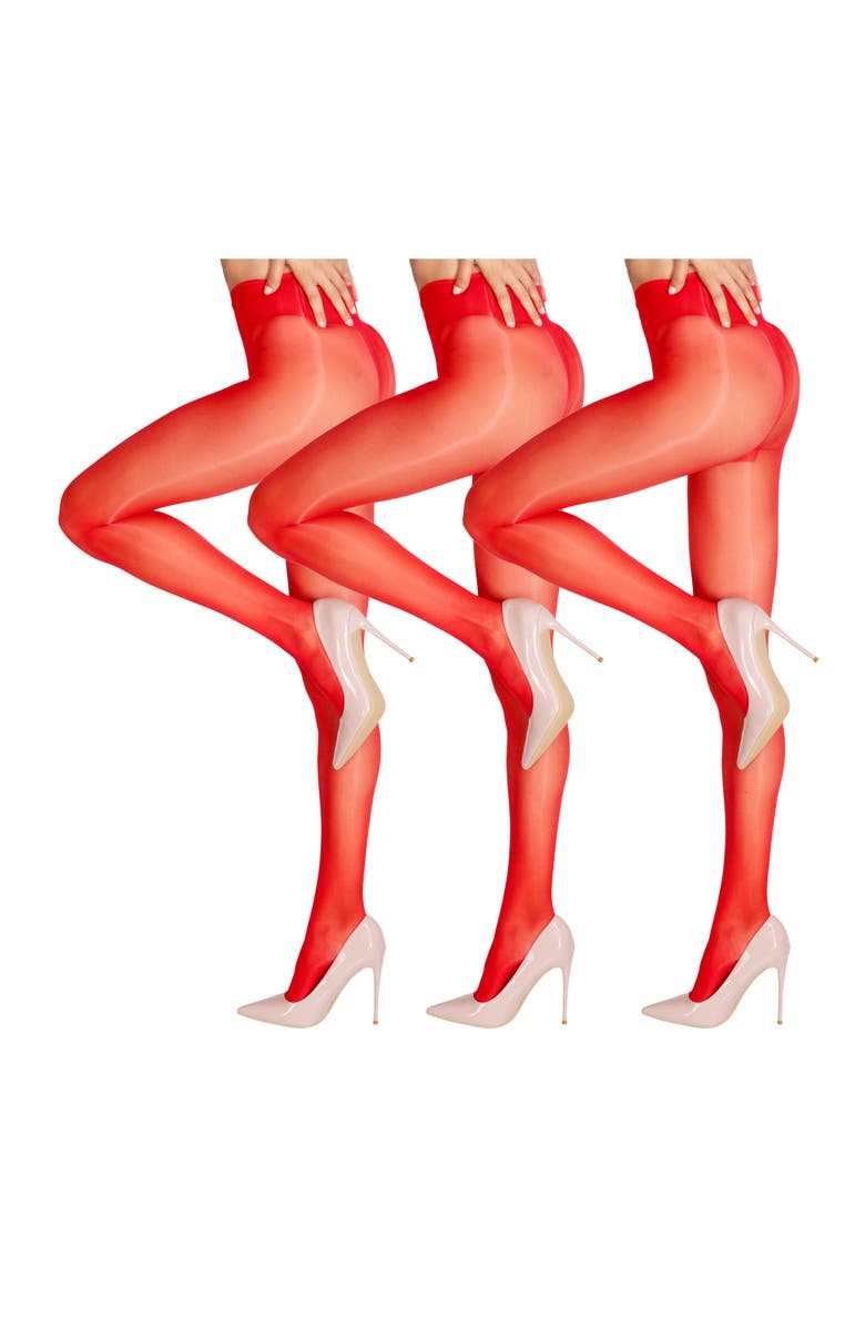 LECHERY<sup>®</sup> 5-Pack Glossy Sheer Party Tights for Women, Alternate, color, Red